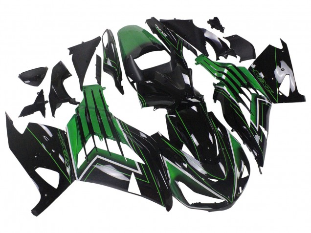 2012-2024 Green Glossy Black Stripe Kawasaki ZX14R ZZR1400 Motorcycle Fairings Australia