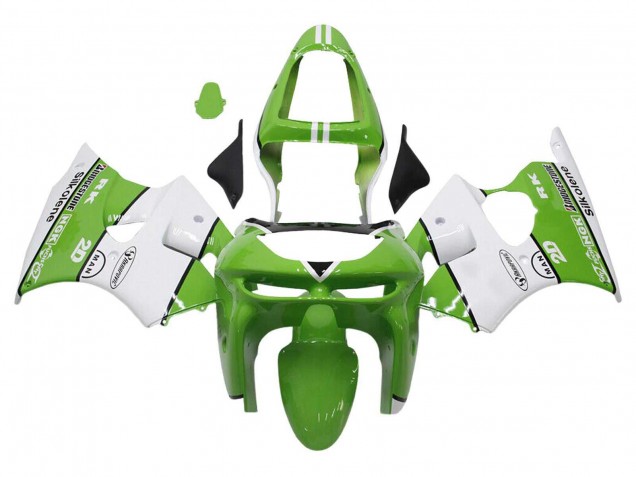 1998-1999 Green White Black Silkolene Bridgestone Kawasaki ZX6R Motorcycle Fairings Australia