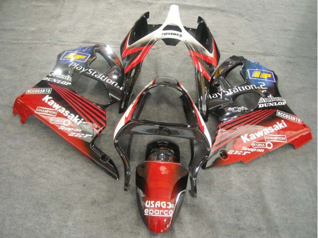 2000-2002 White Red Black PlayStation 2 Kawasaki ZX6R Motorcycle Fairings Australia