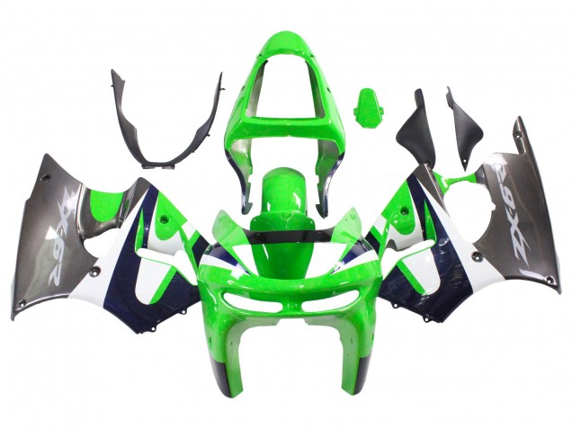 1998-1999 Green White Dark Blue Silver Kawasaki ZX6R Motorcycle Fairings Australia