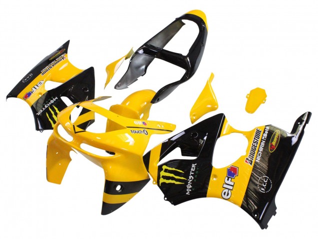 1998-1999 Yellow Black Monster Elf Bridgestone Kawasaki ZX6R Motorcycle Fairings Australia