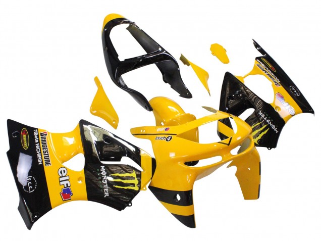 1998-1999 Yellow Black Monster Elf Bridgestone Kawasaki ZX6R Motorcycle Fairings Australia