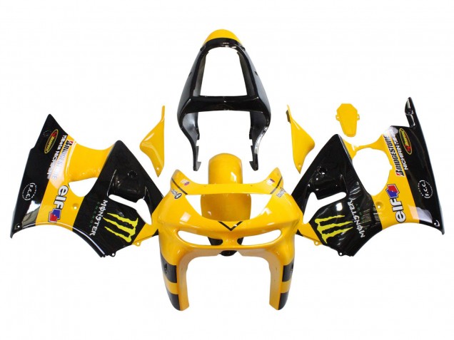 1998-1999 Yellow Black Monster Elf Bridgestone Kawasaki ZX6R Motorcycle Fairings Australia