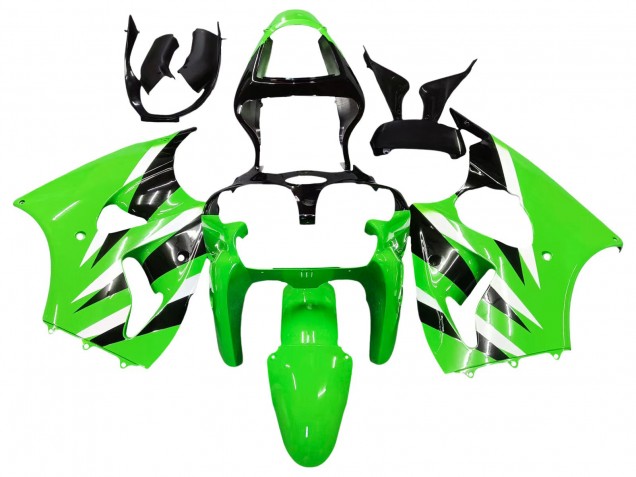 2000-2002 Green White Black Kawasaki ZX6R Motorcycle Fairings Australia