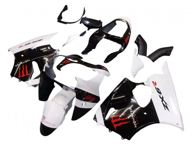 2000-2002 White Black Red Monster Kawasaki ZX6R Motorcycle Fairings Australia