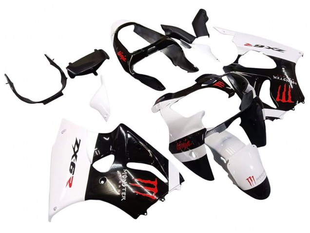 2000-2002 White Black Red Monster Kawasaki ZX6R Motorcycle Fairings Australia