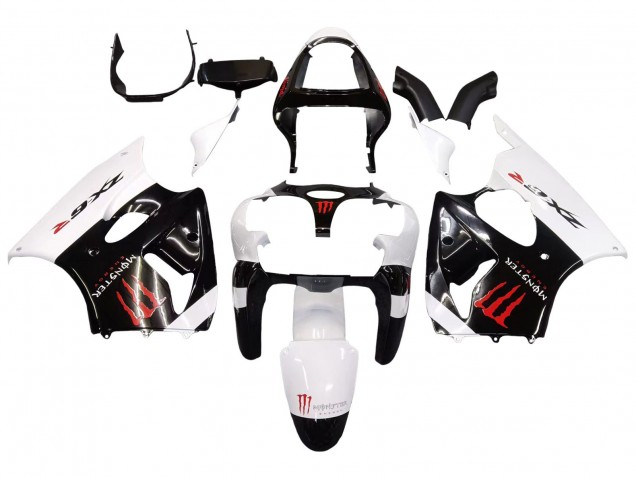 2000-2002 White Black Red Monster Kawasaki ZX6R Motorcycle Fairings Australia