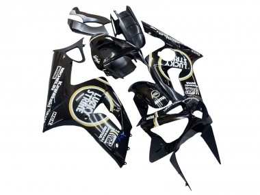 2003-2004 Glossy Black White Motul Lucky Strike Kawasaki ZX6R Motorcycle Fairings Australia