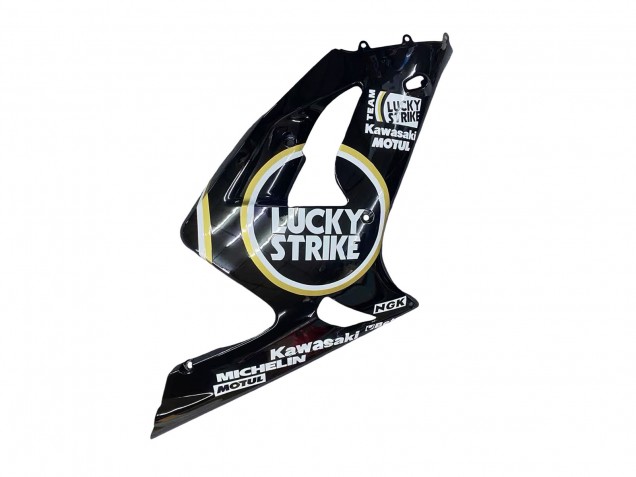 2003-2004 Glossy Black White Motul Lucky Strike Kawasaki ZX6R Motorcycle Fairings Australia