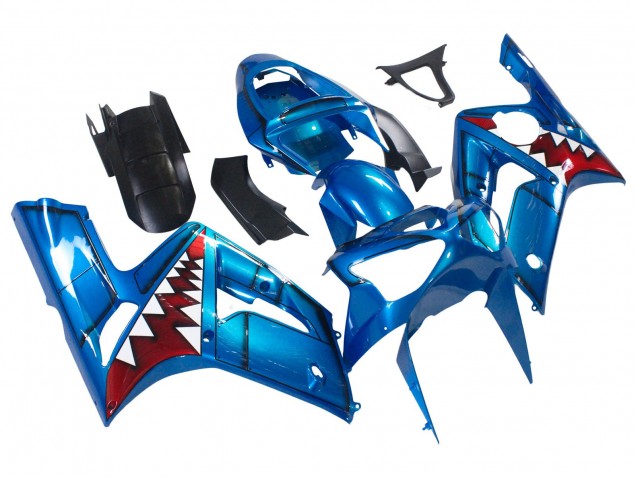 2003-2004 Blue White Red Shark Kawasaki ZX6R Motorcycle Fairings Australia