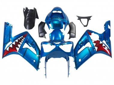 2003-2004 Blue White Red Shark Kawasaki ZX6R Motorcycle Fairings Australia