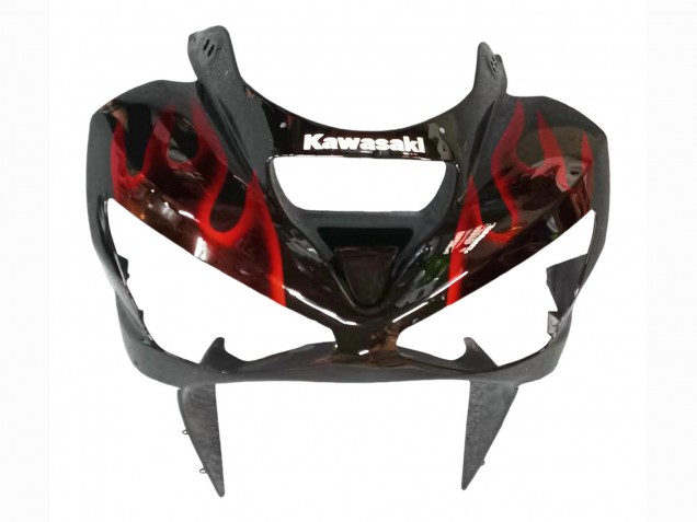 2003-2004 Glossy Black Red Flame Kawasaki ZX6R Motorcycle Fairings Australia