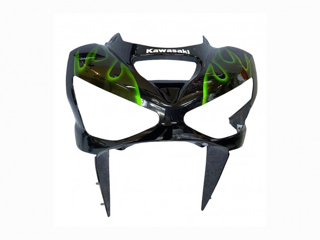 2003-2004 Glossy Black Green Flame Kawasaki ZX6R Motorcycle Fairings Australia