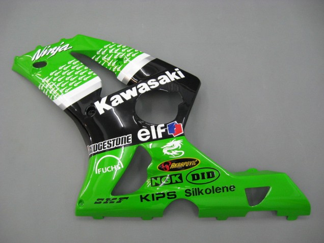 2003-2004 Green White Black Elf Bridgestone Kawasaki ZX6R Motorcycle Fairings Australia