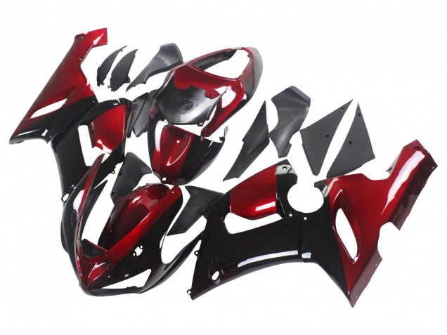 2005-2006 Red Glossy Black Kawasaki ZX6R Motorcycle Fairing Australia