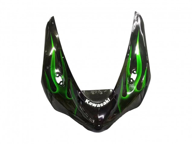 2005-2006 Glossy Black Green Flame Kawasaki ZX6R Motorcycle Fairing Australia