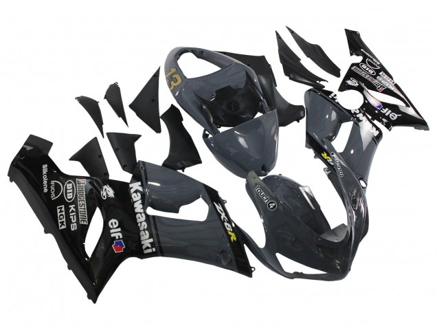 2005-2006 Dark Grey Black Kawasaki ZX6R Motorcycle Fairings Australia