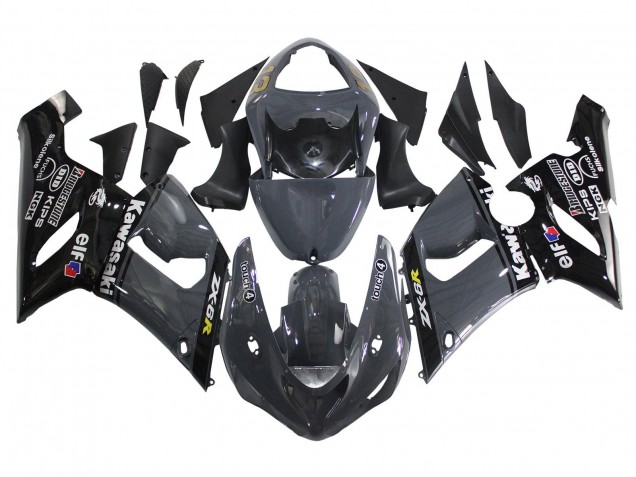 2005-2006 Dark Grey Black Kawasaki ZX6R Motorcycle Fairings Australia