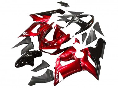 2005-2006 Red Black Kawasaki ZX6R Motorcycle Fairings Australia