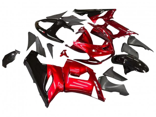 2005-2006 Red Black Kawasaki ZX6R Motorcycle Fairings Australia
