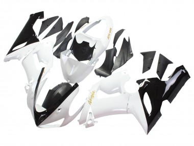 2005-2006 White Black Gold Ninja Kawasaki ZX6R Motorcycle Fairings Australia