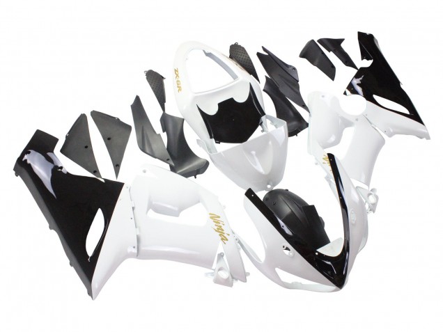 2005-2006 White Black Gold Ninja Kawasaki ZX6R Motorcycle Fairings Australia