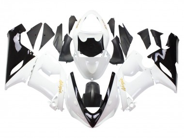 2005-2006 White Black Gold Ninja Kawasaki ZX6R Motorcycle Fairings Australia