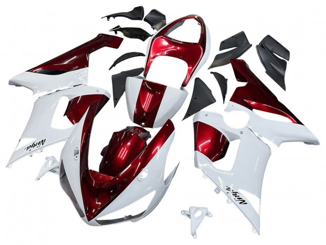 2005-2006 White Red Kawasaki ZX6R Motorcycle Fairings Australia