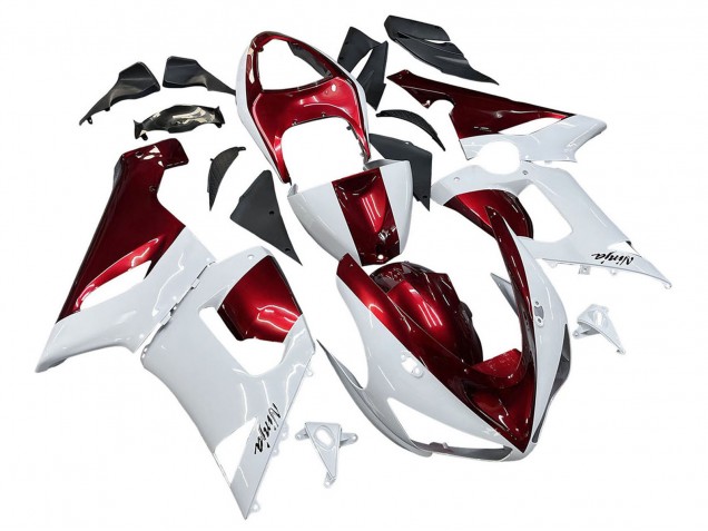 2005-2006 White Red Kawasaki ZX6R Motorcycle Fairings Australia