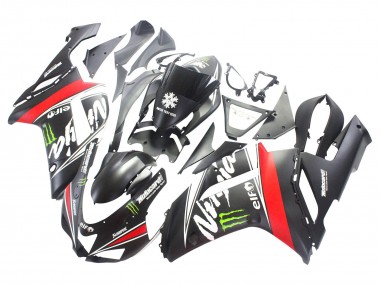 2007-2008 Black White Red with White Snow Decal Ninja Elf Kawasaki ZX6R Motorcycle Fairings Australia