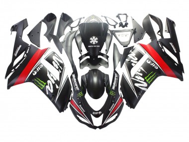 2007-2008 Black White Red with White Snow Decal Ninja Elf Kawasaki ZX6R Motorcycle Fairings Australia