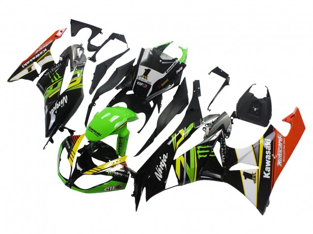2009-2012 Green Glossy Black Yellow White Red Elf Monster Kawasaki ZX6R Motorcycle Fairings Australia
