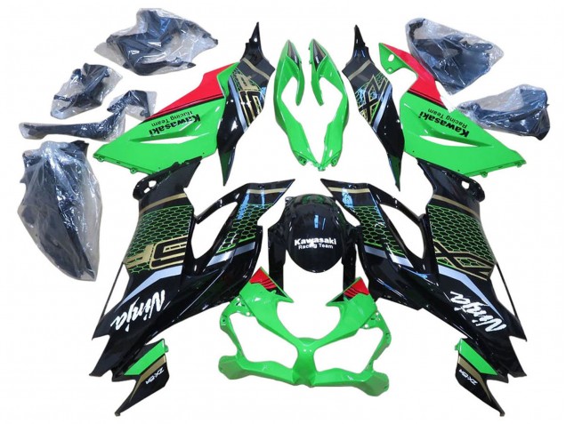 2009-2012 Red Glossy Black Honeycomb Kawasaki ZX6R Motorcycle Fairings Australia