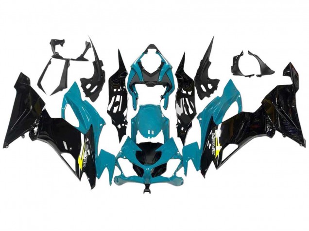 2009-2012 Light Blue Glossy Black Yellow Kawasaki ZX6R Motorcycle Fairings Australia