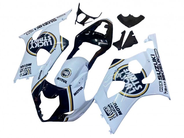 2003-2004 White Black Gold Motul Lucky Strike Suzuki GSXR 1000 Motorcycle Fairings Australia