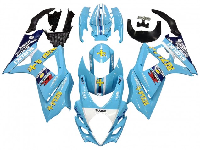 2007-2008 Light Blue Yellow Black Motul Rizla Suzuki GSXR 1000 Motorcycle Fairings Australia