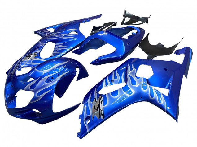 2001-2003 Blue with White Flame Suzuki GSXR 600 / GSXR 750 Motorcycle Fairings Australia