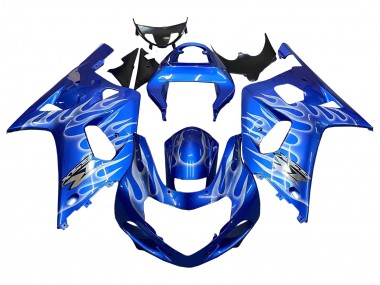 2001-2003 Blue with White Flame Suzuki GSXR 600 / GSXR 750 Motorcycle Fairings Australia