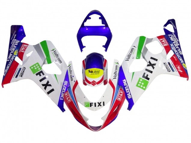 2004-2005 White Blue Red Yellow Green Fixi Suzuki GSXR 600 / GSXR 750 Motorcycle Fairings Australia