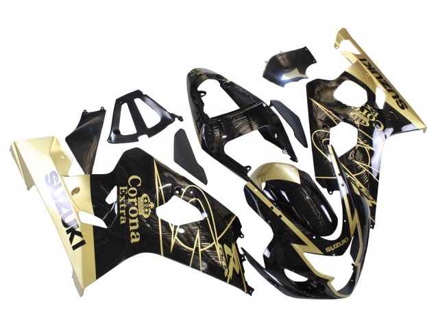 2004-2005 Glossy Black Gold Corona Suzuki GSXR 600 / GSXR 750 Motorcycle Fairings Australia