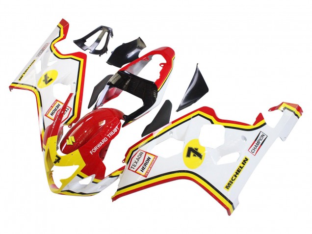 2004-2005 White Red Yellow Michelin Texaon Heron 7 Suzuki GSXR 600 / GSXR 750 Motorcycle Fairings Australia