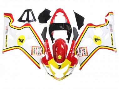 2004-2005 White Red Yellow Michelin Texaon Heron 7 Suzuki GSXR 600 / GSXR 750 Motorcycle Fairings Australia