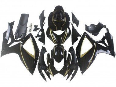 2006-2007 Glossy Black Gold Stripe Suzuki GSXR 600 / GSXR 750 Motorcycle Fairings Australia