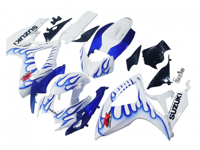 2006-2007 White Blue Flame Suzuki GSXR 600 / GSXR 750 Motorcycle Fairings Australia