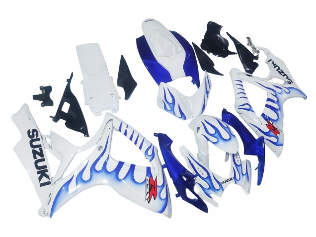 2006-2007 White Blue Flame Suzuki GSXR 600 / GSXR 750 Motorcycle Fairings Australia