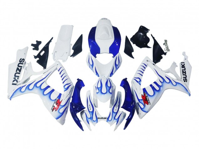 2006-2007 White Blue Flame Suzuki GSXR 600 / GSXR 750 Motorcycle Fairings Australia