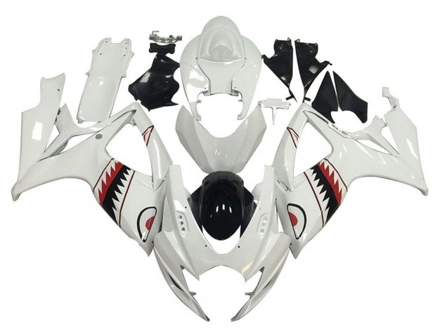2006-2007 White Red Black Shark Suzuki GSXR 600 / GSXR 750 Motorcycle Fairings Australia