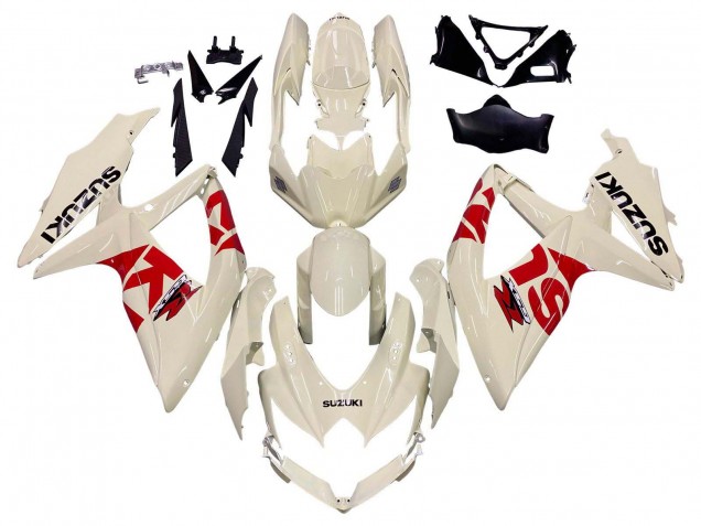 2008-2010 Cream White Red Black Suzuki GSXR 600 / GSXR 750 Motorcycle Fairings Australia