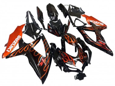 2008-2010 Glossy Black Orange Flame Suzuki GSXR 600 / GSXR 750 Motorcycle Fairings Australia