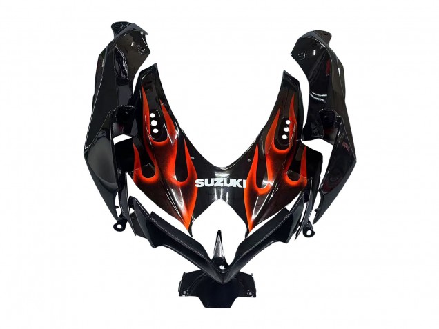 2008-2010 Glossy Black Orange Flame Suzuki GSXR 600 / GSXR 750 Motorcycle Fairings Australia